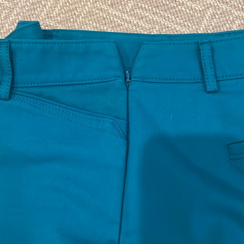 White House Black Market Pants Teal Size 10R Side Zipper Front Pockets - Picture 2 of 6